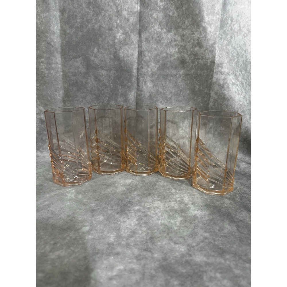 Vintage Art Deco Style‎ 1980S Plastic Drink Tall Drinking Cups Dusty Pink